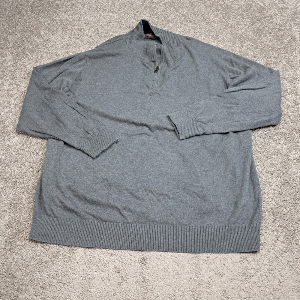 Tailorbyrd Mens 4XLT Gray 100% Cotton Quarter Zip Pullover Sweater 8163